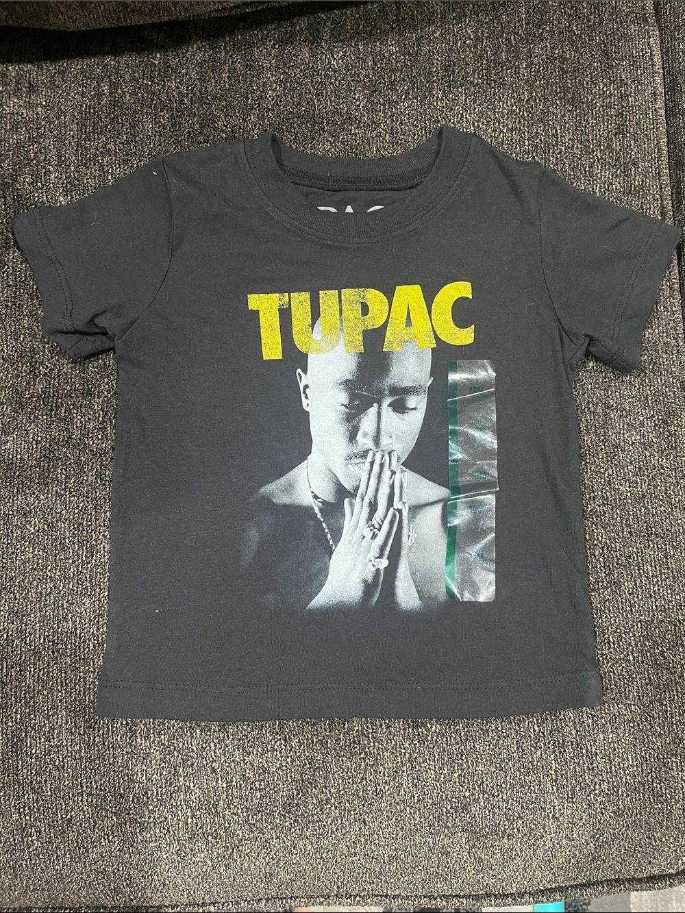 Black 'Tupac' Graphic Short Sleeve Tee for Kids